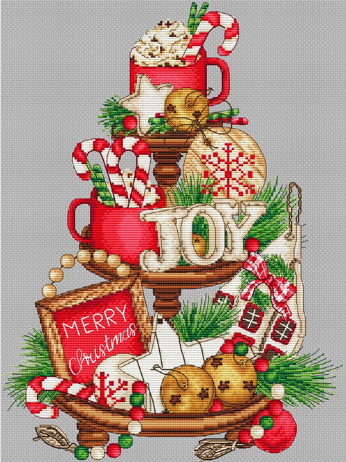 les petites croix de lucie christmas sweets on platter tiered tray cross stitch